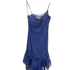 Vintage Blue/Violet Sequin Asymmetrical Single Strap Formal Dress